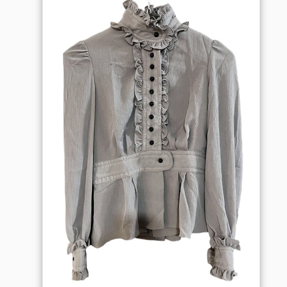 Alice Temperley for Target women’s Ruffled Victorian Gray Buttoned Blouse - Picture 5 of 17